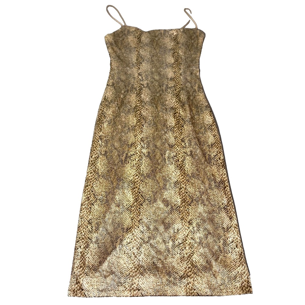 Y2K Maria Bianca Nero Cocktail Formal Dress Women S Beige Faux Leather Snakeskin